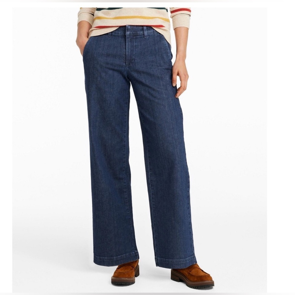 LL BEAN Women's NEW True Shape Jeans, High-Rise Wide-Leg Trouser 28x30